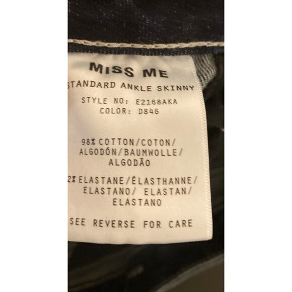 Miss Me Standard Ankle Skinny Size 25 Inseam 24 Distressed Embroiled Beeds - Picture 11 of 11